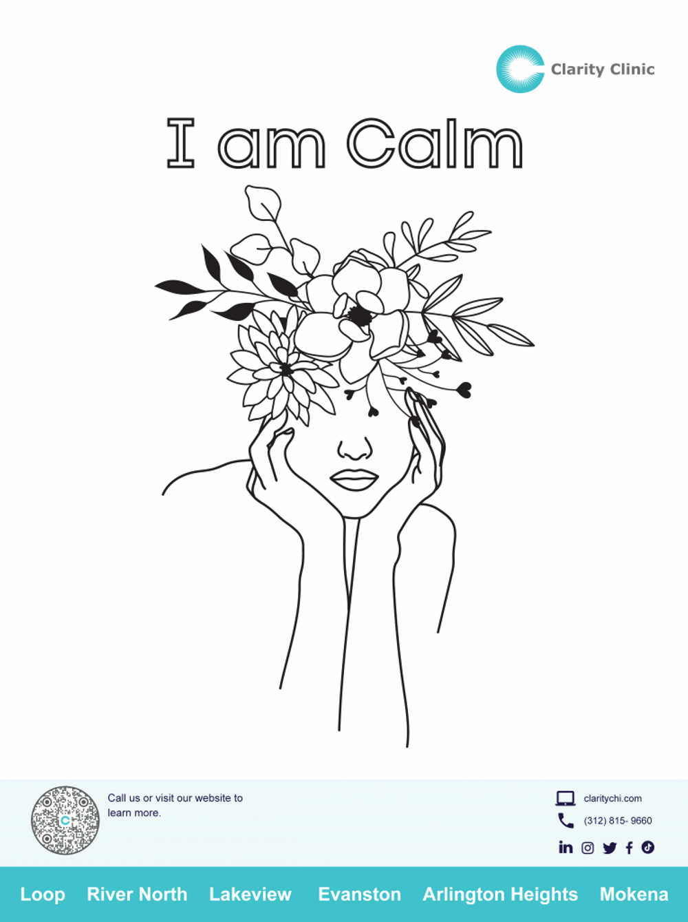 Clarity Clinic Coloring Sheet - I am Calm