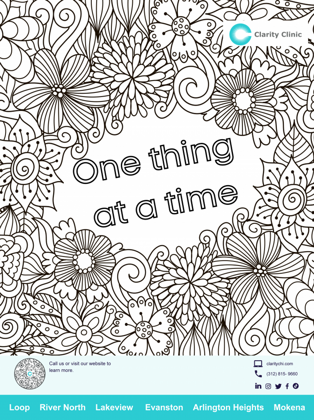 Clarity Clinic Coloring Sheet - One thing at a time